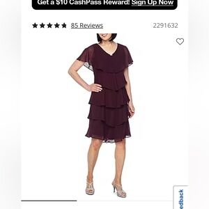 S. L. Fashions Short Sleeve Tiered Party Dress in Fig